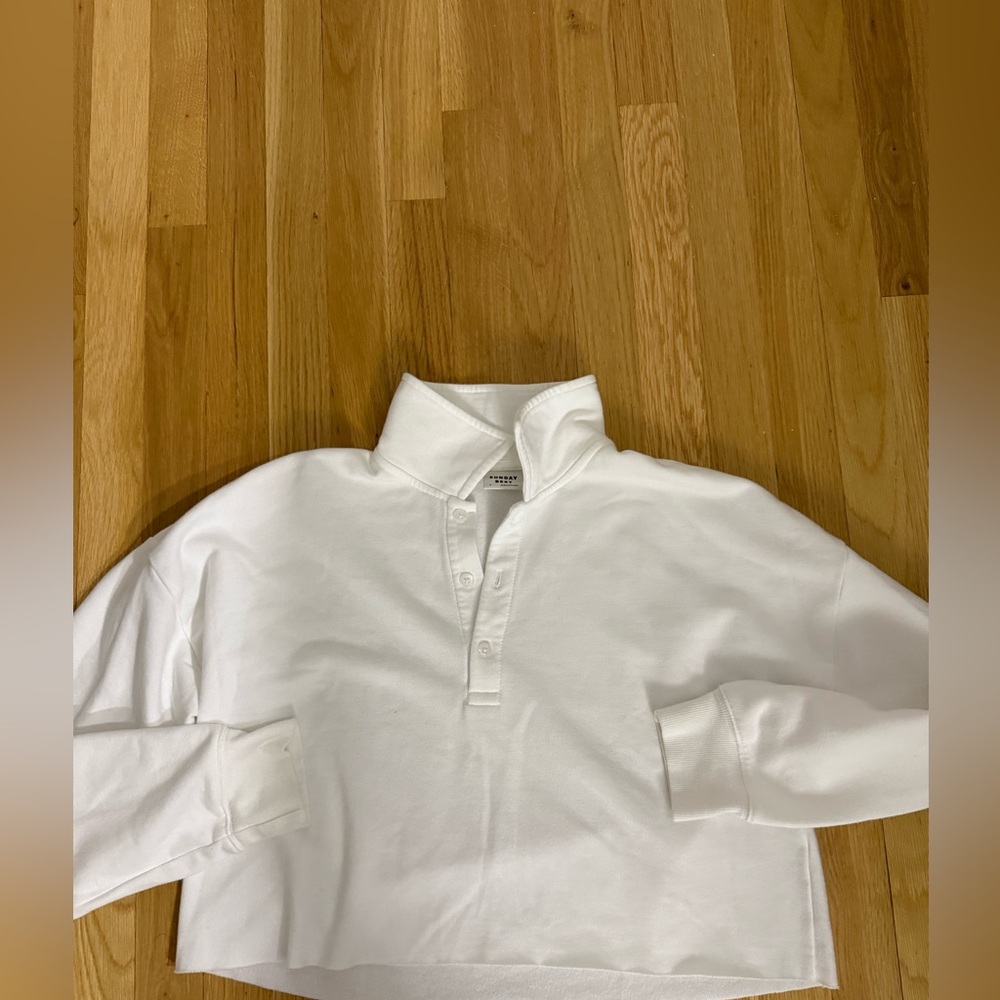 Aritzia Sunday Best Cropped White Sweater
